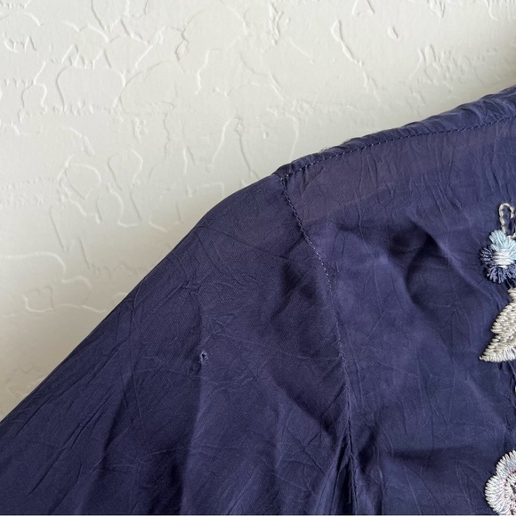 Johnny Was Mayan Ivory Embroidered Long Sleeve Tunic Blue - Picture 12 of 15